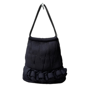 David & Scotti Woven Wool and Leather Handbag Braided Detail Suede Lining